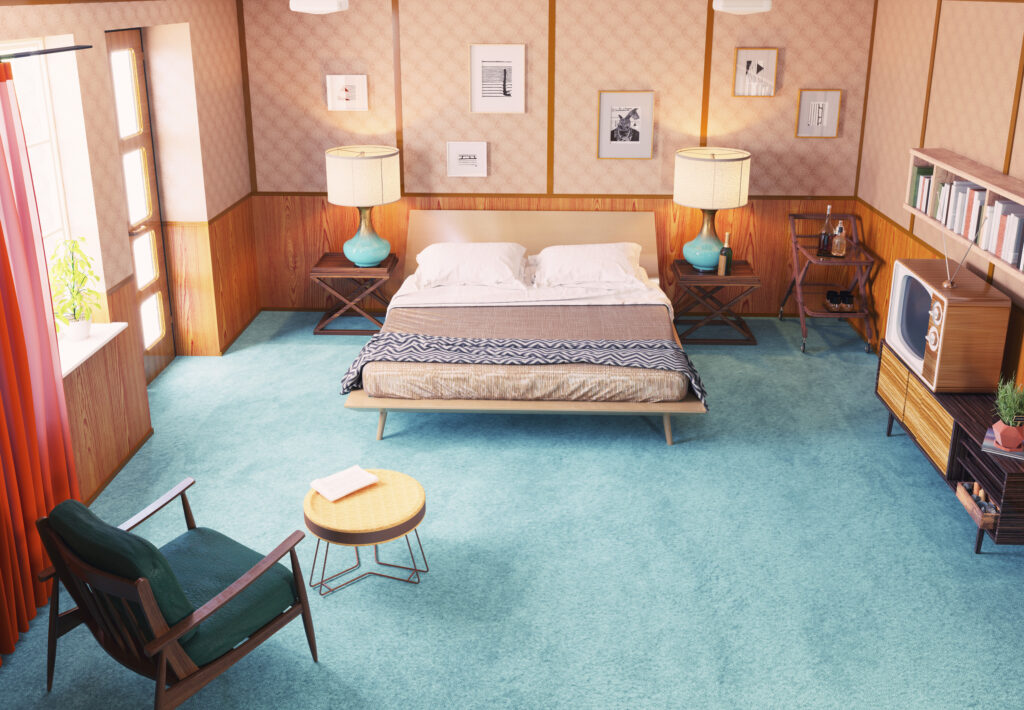 A fully carpeted floor room