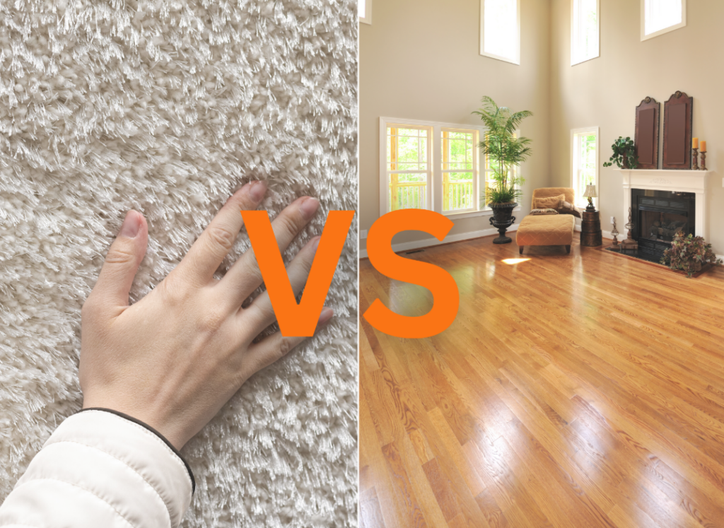 This image brings up the question of whether carpet or hard floors are better when it comes to allergy friendly flooring. Carpet vs. Hard floors.